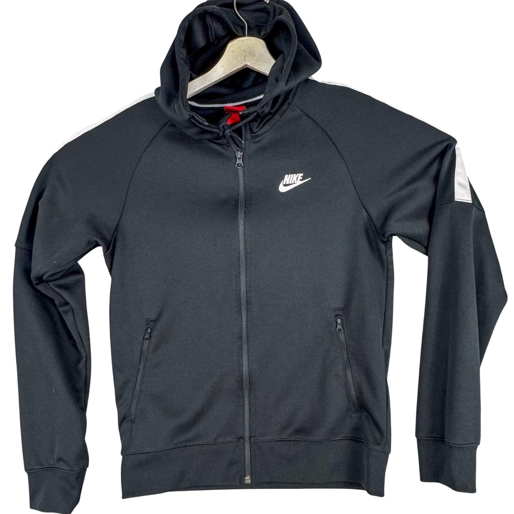 Nike Hoodie Jacket Mens Small Black Full Zip Swoosh Athletic 839616-010‎